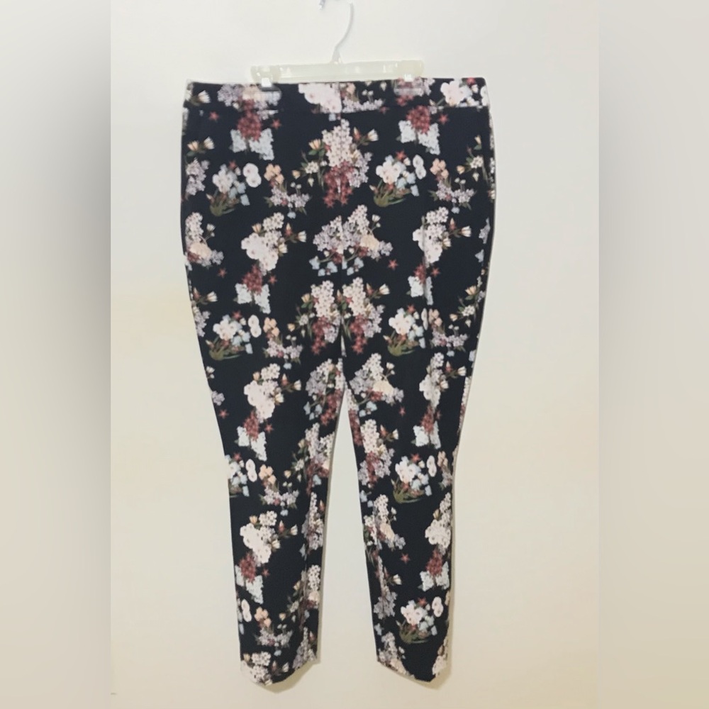 CYNTHIA ROWLEY 12 Floral Print Black multicolor work business Pants